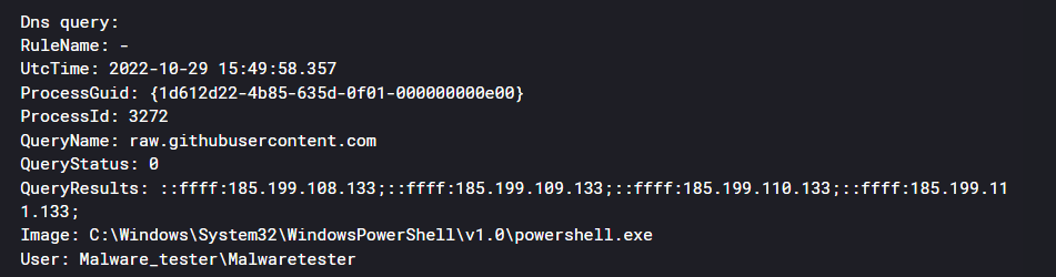 DNS query that initiated during SharpHound download